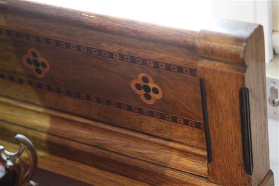 A Holland and Sons Gothic revival oak buffet or serving table, probably designed by Bruce Talbert, W.3ft 6in.